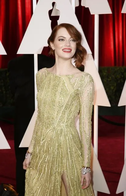 Actress Emma Stone wears a gown by Elie Saab as she arrives at the 87th Academy Awards in Hollywood, California February 22, 2015. (Photo by Lucas Jackson/Reuters)