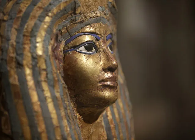 The coffin of Merit, architect Kha's wife, is seen at the Egyptian Museum of Turin, Italy, Tuesday, March 31, 2015. The museum, containing the world's second-largest collection of Egyptian artifacts after Cairo, is unveiling its new digs, including state-of-the art displays and an exhibit space double the original, allowing ancient artifacts to come out of storage and be seen by the public for the first time. (Photo by Antonio Calanni/AP Photo)