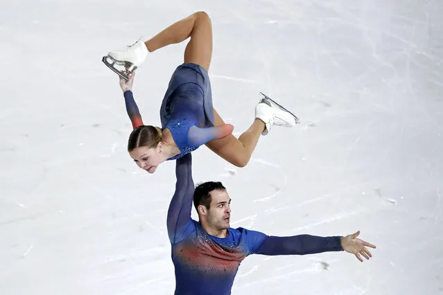Loulia Chtchetinina and Mark Magyar of Hungary compete in the Pairs Free Skating at the Internationaux de France ISU Figure Skating Grand Prix in Grenoble, France, 20 November 2021. (Photo by Guillaume Horcajuelo/EPA/EFE)