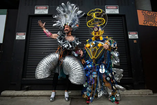Members of “Use Me Up, Wear Me Out” Francisco Alcazar (L) and Nick Perrett (R) pose for a photograph during a preview of the 2021 Gay and Lesbian Mardi Gras at the SCG in Sydney, Australia, 05 March 2021. (Photo by Bianca De Marchi/EPA/EFE)