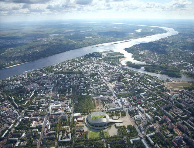 In this handout artists impression provided by the Russia 2018 Organising Commitee, the Yaroslavl Stadium is shown as proposed and presented as part of the Russia 2018 World Cup bid, on September 29, 2011 in Russia. (Illustration by Russia 2018 via Getty Images)