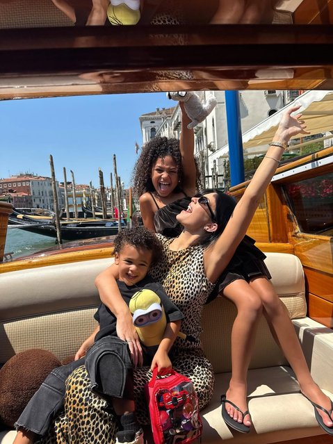 American media personality Kylie Jenner and her little minions, Aire , 3, and Stormi, 7, cruise around Venice, Italy, while in the Floating City for Jeff Bezos’ wedding in the last decade of June 2025. (Photo by Kylie Jenner/Instagram)
