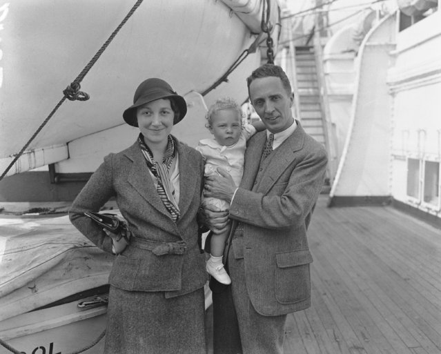 Norman Rockwell, the artist, and his wife and son, Jerry, shown on board the S.S. Berengaria in New York City on September 23, 1932, when they returned to the United States after spending seven months abroad. (Photo by AP Photo)