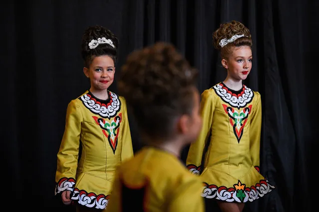 Competitors gather backstage as they prepare to take part in the World Irish Dancing Championships on March 25, 2018 in Glasgow, Scotland. (Photo by Jeff J. Mitchell/Getty Images)