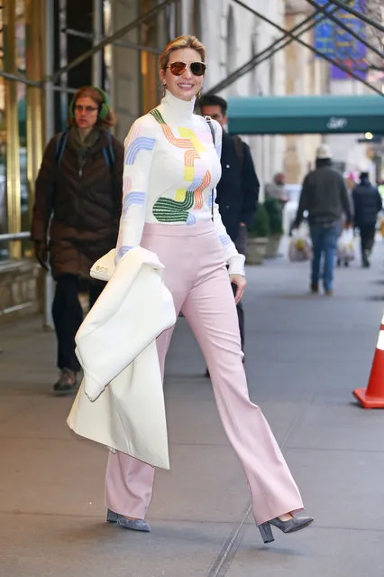 Ivanka Trump wears a modernist patterned turtle neck top while heading to work in New York City on December 21, 2016. (Photo by Splash News and Pictures)