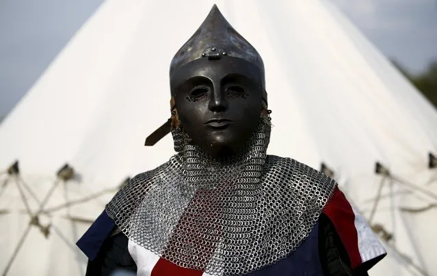 A member of the U.S. team is pictured before competing in the Medieval Combat World Championship at Malbork Castle, northern Poland, April 30, 2015. (Photo by Kacper Pempel/Reuters)