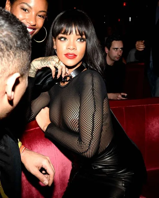 Rihanna at fashion show after party, Paris Fashion Week in France, on February 27, 2014. (Photo by Joe Schildhorn/BFAnyc.com/SIPA Press)