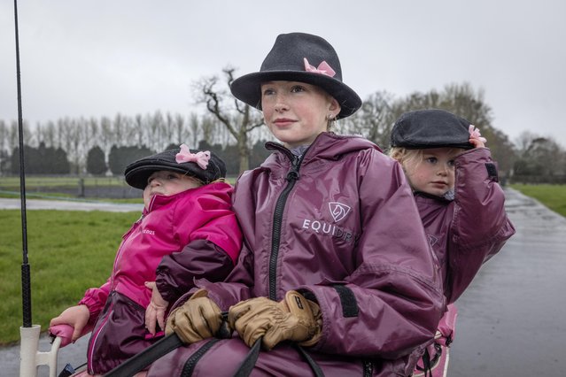 Competitors take part in the annual “London Harness Horse Parade” on Easter Monday at The South of England Event Centre on April 10, 2023 in Ardingly, England. The parade of harnessed horses, ponies and donkeys attracts exhibitors from across the UK and Ireland who are judged on numerous criteria in the hope of receiving a First Class award. The historic Parade is an amalgamation of the London Cart Horse Parade, founded in 1885, and the London Van Horse Parade, founded in 1904. (Photo by Dan Kitwood/Getty Images)