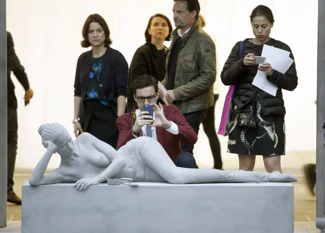 Visitors pass by the artwork of the artist JHans Op de Beeck . The collector's house- during the press preview for Art Basel at Basel Messe on June 14, 2016 in Basel, Switzerland. (Photo by Michele Tantussi/Getty Images)