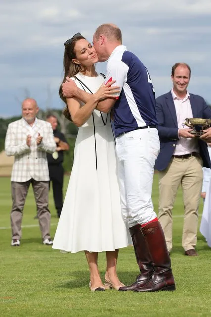 Prince William, Duke of Cambridge and Catherine, Duchess of Cambridge embrace after the Royal Charity Polo Cup 2022 at Guards Polo Club during the Outsourcing Inc. Royal Polo Cup at Guards Polo Club, Flemish Farm on July 06, 2022 in Windsor, England. (Photo by Chris Jackson/Getty Images for TLA Worldwide)