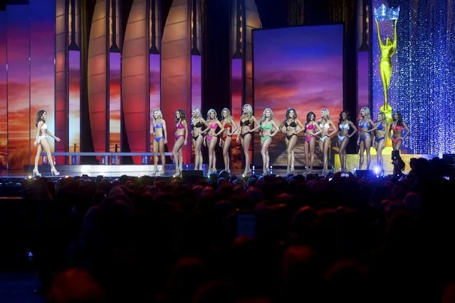 Miss America contestants compete in the swimsuit component of the pageant at Boardwalk Hall, in Atlantic City, New Jersey, September 13, 2015. Miss Georgia Betty Cantrell won. (Photo by Mark Makela/Reuters)