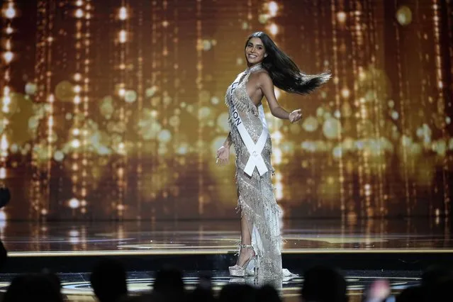Miss Lebanon Yasmina Zaytoun competes in the evening gown competition during the preliminary round of the 71st Miss Universe Beauty Pageant in New Orleans, Wednesday, January 11, 2023. (Photo by Gerald Herbert/AP Photo)