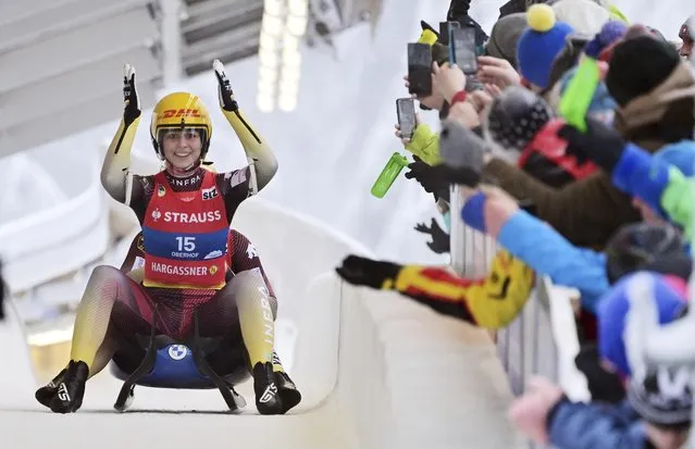 Jessica Degenhardt and Cheyenne Rosenthal from Germany are World Champions at Lotto Thüringen Eisarena Oberhof in Thuringia, Germany on January 27, 2023. (Photo by Martin Schutt/dpa/picture alliance via Getty Images)