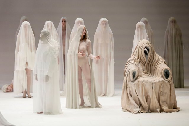 Actors perform during the general rehearsal of Ennio Morricone's only opera, Partenope, at the San Carlo Theatre, in Naples, Italy, Thursday, December 11, 2025. (Phoot by Salvatore Laporta/AP Photo)