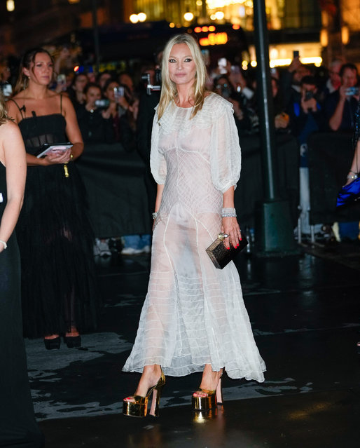 British model Kate Moss arrives at the Clooney Foundation For Justice's “The Albies” on September 28, 2023 in New York City. (Photo by Gotham/GC Images)
