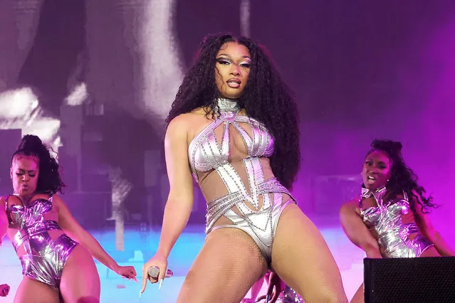American rapper Megan Jovon Ruth Pete, known professionally as Megan Thee Stallion performs onstage at the Coachella Stage during the 2022 Coachella Valley Music And Arts Festival on April 16, 2022 in Indio, California. (Photo by Kevin Winter/Getty Images for Coachella)