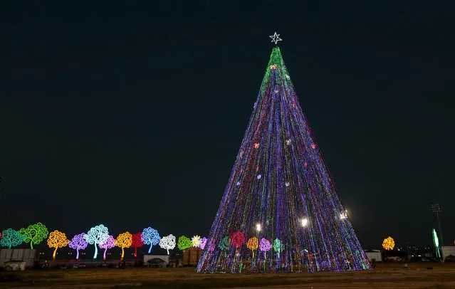 A Christmas tree stands in Juan Pablo II square in Managua, Nicaragua, December 14, 2015. (Photo by Oswaldo Rivas/Reuters)