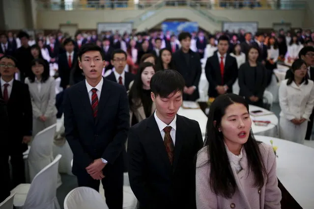 Couples attend an opening ceremony for an upcoming mass wedding ceremony of the Unification Church at Cheongshim Peace World Centre in Gapyeong, South Korea, February 19, 2016. (Photo by Kim Hong-Ji/Reuters)