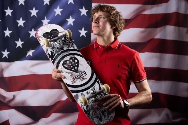 American skateboarder Jagger Eaton poses for a portrait during the Team USA media summit ahead of the Paris Olympics and Paralympics, at an event in New York, U.S., April 17, 2024. (Photo by Andrew Kelly/Reuters)