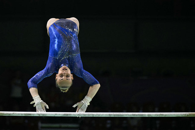 Italy's Alice D'Amato competes on the Uneven Bars during the Seniors Women's All-Around Finals event at the 35th Artistic Gymnastics European Women's Championships, in Rimini, on the Adriatic coast, northeastern Italy, on May 2, 2024. (Photo by Gabriel Bouys/AFP Photo)