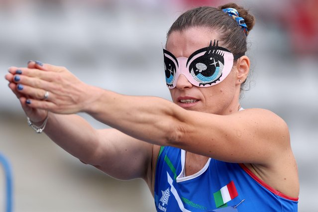 Arjola Dedaj of Italy concentrates prior her jump at the Woman's Long Jump T11 competition during day two of the World Para Athletics Championships Paris 2023 at Stade Charlety on July 09, 2023 in Paris, France. (Photo by Alexander Hassenstein/Getty Images)