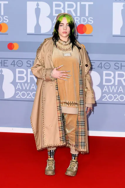 Billie Eilish attends The BRIT Awards 2020 at The O2 Arena on February 18, 2020 in London, England. (Photo by Gareth Cattermole/Getty Images)