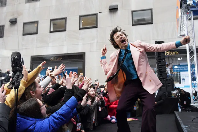 Harry Styles performs onstage during Citi Concert Series on TODAY Presents Harry Styles at Rockefeller Plaza on February 26, 2020 in New York City. (Photo by Kevin Mazur/Getty Images for Citi)