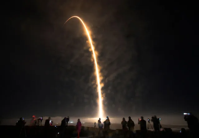 A first-of-its-kind asteroid deflection experiment lifted off overnight from Vandenberg Space Force Base in California on November 23, 2021. SpaceX launched NASA's DART mission on a Falcon 9 rocket 10:21 p.m. PST Tuesday on a 10-month mission to collide with a near-Earth asteroid, proving a technique that could protect Earth from a future threat from space. (Photo by Gene Blevins/ZUMA Press Wire/Rex Features/Shutterstock)