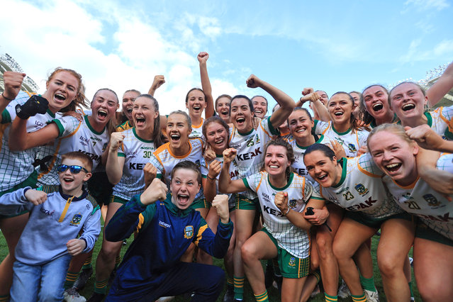 The Meath team celebrate after defeating Kerry in the TG4 All-Ireland Ladies Football Senior Championship Final in Croke Park, Dublin on July 31, 2022. (Photo by Tom Maher/INPHO)