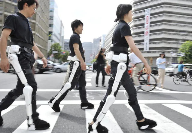 HAL – a exo sceleton, a robot suit for rehabilitation. (Photo by Prof. Sankai University of Tsukuba/CYBERDYNE Inc. )