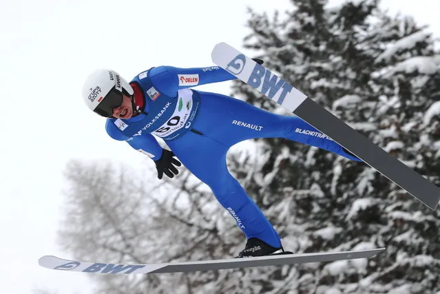 Piotr Zyla of Poland in action during the qualification round for the FIS Ski Jumping World Cup in Bad Mitterndorf, Austria, 27 January 2023. (Photo by Grzegorz Momot/EPA/EFE)