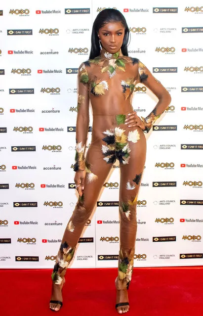 In this image released on December 09, English model Leomie Anderson attends the 2020 MOBO Awards held at Exhibition London on December 07, 2020 in London, England. The MOBO Awards will be live-streamed on YouTube at 7pm and broadcast on BBC One at 10.45pm. (Photo by Michael Tubi/MOBO via Getty Images)