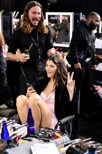 Italian fashion model Vittoria Ceretti prepares backstage during the Victoria's Secret Fashion Show 2024 at Duggal Greenhouse on October 15, 2024 in Brooklyn, New York. (Photo by Theo Wargo/Getty Images)