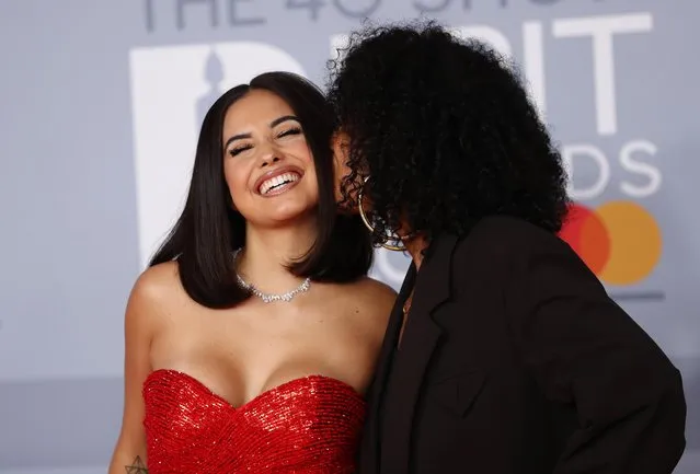 Mabel poses with Neneh Cherry poses as she arrives for the Brit Awards at the O2 Arena in London, Britain, February 18, 2020. (Photo by Simon Dawson/Reuters)