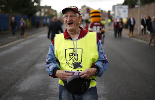 Britain Football Soccer, Burnley vs Swansea City, Premier League, Turf Moor on August 13, 2016. Burnley steward outside the stadium before the match. (Photo by Ed Sykes/Reuters/Action Images/Livepic)