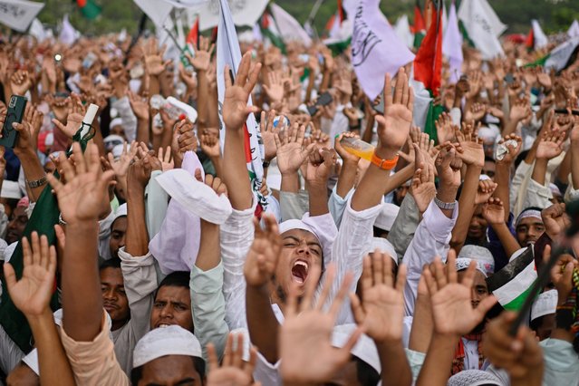 Thousands of activists of Islamist group Hefazat-e-Islam denounce proposed recommendations for equal rights for Muslim women, at a protest rally in Dhaka, Bangladesh, Saturday, May 3, 2025. (pHOTO BY Mahmud Hossain Opu/AP Photo)