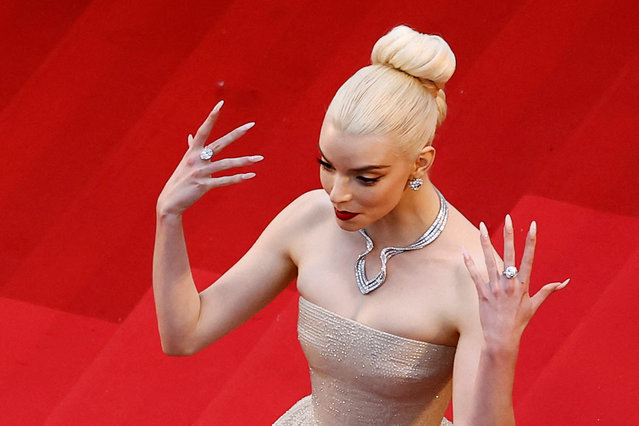 American actress Anya Taylor-Joy poses on the red carpet during arrivals for the screening of the film “Furiosa: A Mad Max Saga” Out of competition at the 77th Cannes Film Festival in Cannes, France, on May 15, 2024. (Photo by Clodagh Kilcoyne/Reuters)