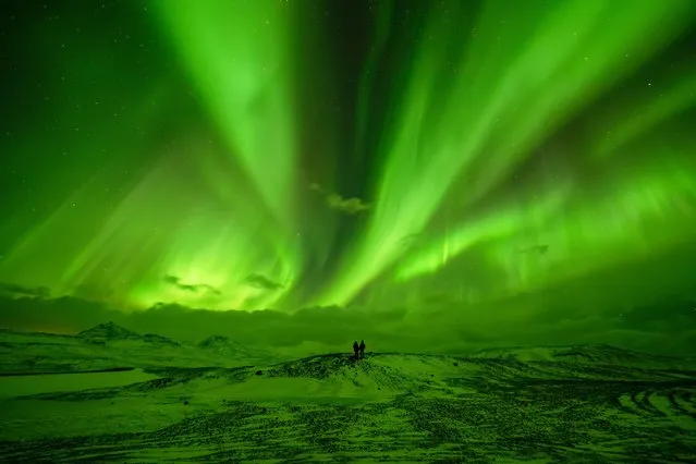 The picture dated March 14, 2023 shows the stunning Aurora from Snaefellsnes in Iceland. People in Iceland are regularly treated to the magnificent Aurora Borealis in the skies between September and April. The Aurora Borealis takes its name from the Roman goddess of dawn, Aurora and the Greek word for the north wind, Boreas. (Photo by Ben Bush/Bav Media)