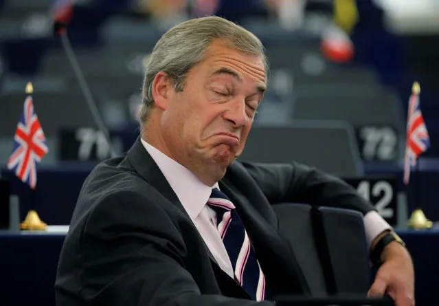 Nigel Farage, United Kingdom Independence Party (UKIP) member and MEP, waits for the start of a debate on the last European Summit at the European Parliament in Strasbourg, France, October 26, 2016. (Photo by Vincent Kessler/Reuters)