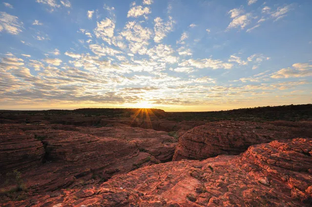 Kings canyon with sunrise, Australia, 2014. (Photo by Jimmybaby/Getty Images/iStockphoto)