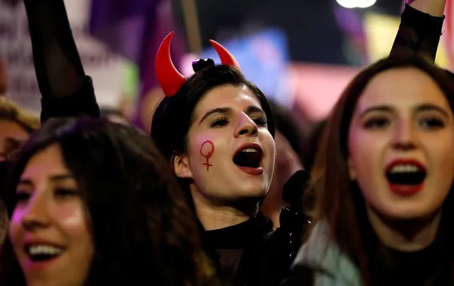 Women attend a march marking International Women's Day in Istanbul, Turkey on March 8, 2019. (Photo by Murad Sezer/Reuters)