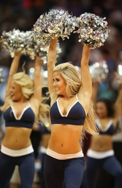 Dallas Mavericks dancers perform during a timeout from the game against the Oklahoma City Thunde at American Airlines Center. (Photo by Matthew Emmons)