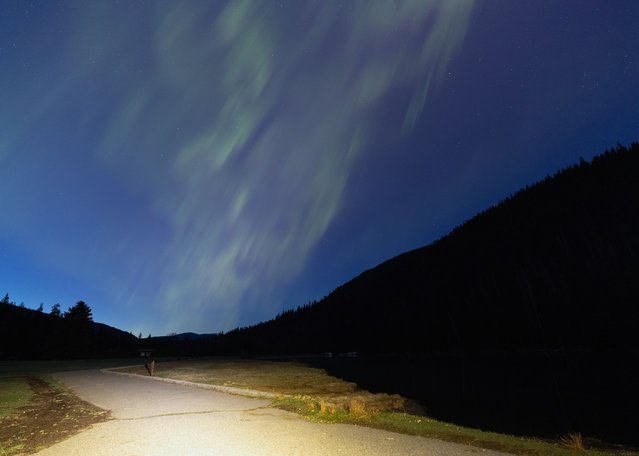 The Aurora borealis, commonly known as the northern lights is seen on May 11, 2024 in Manning Park, British Columbia, Canada. (Photo by Andrew Chin/Getty Images)