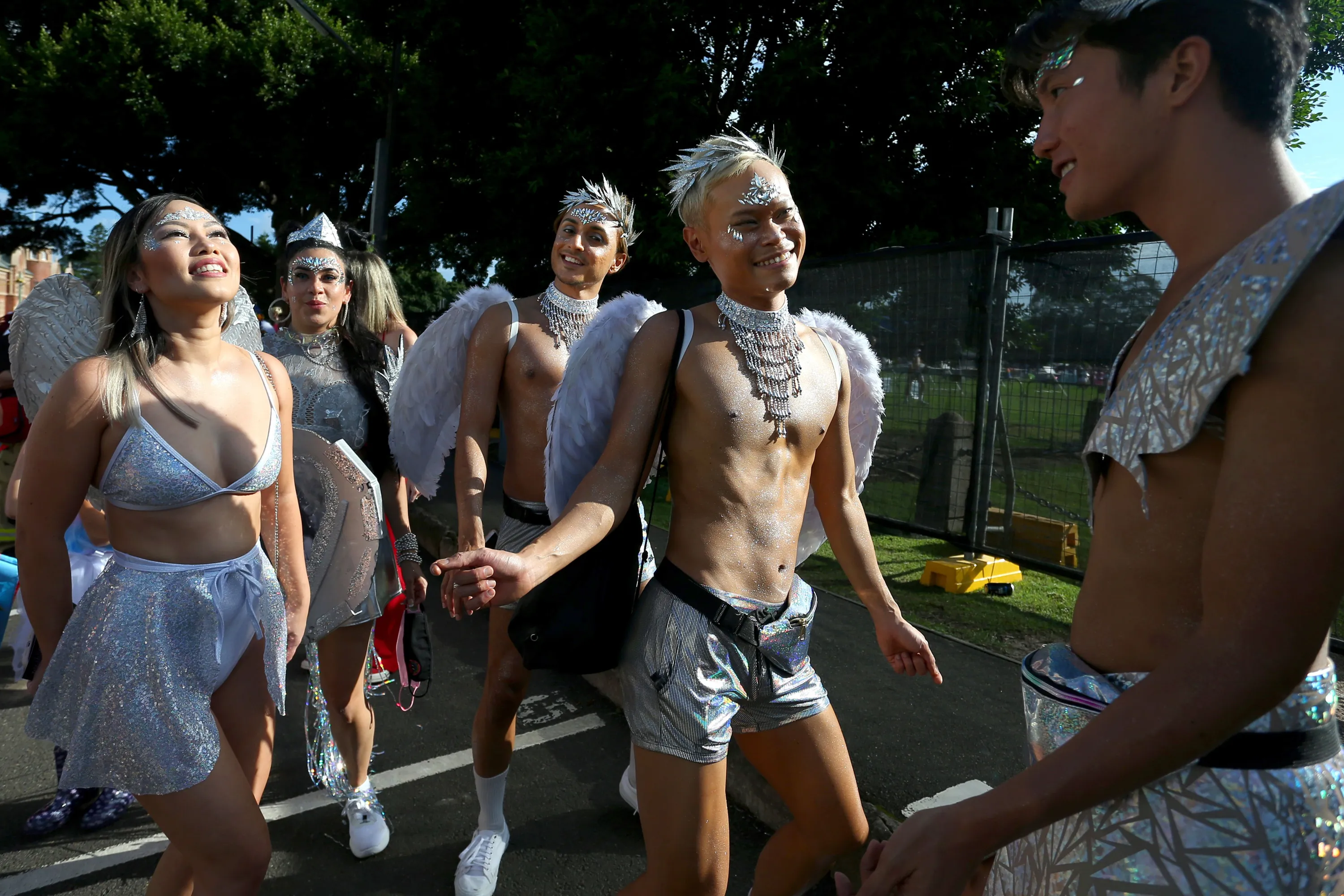 Parade goers arrive for the 44th Sydney Gay and Lesbian Mardi Gras Parade o...