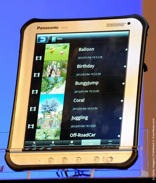 A Panasonic Toughpad is displayed during a press event at The Venetian for the 2012 International Consumer Electronics Show