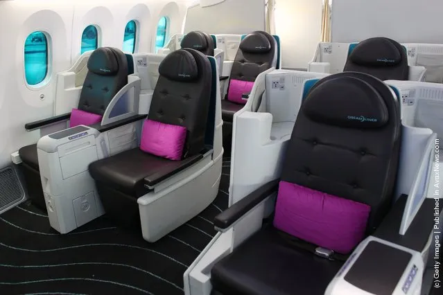 The interior of the first class cabin of the Boeing 787 Dreamliner