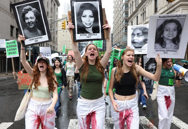 Abortion rights protesters participate in nationwide demonstrations following the leaked Supreme Court opinion suggesting the possibility of overturning the Roe v. Wade abortion rights decision, in New York City, U.S., May 14, 2022. (Photo by Caitlin Ochs/Reuters)