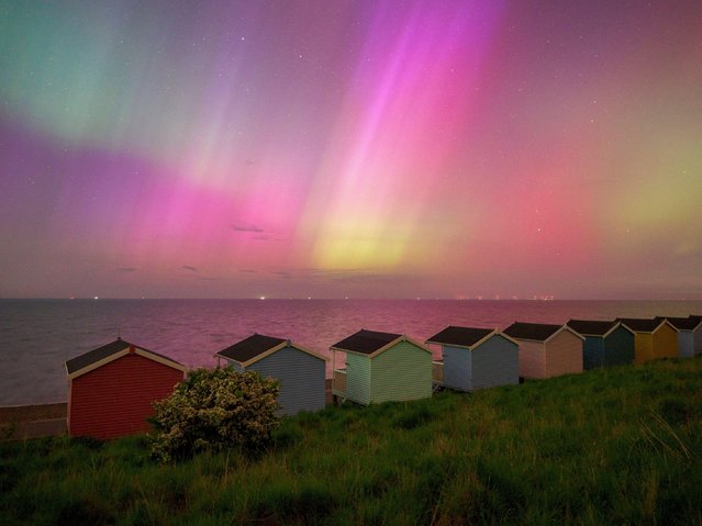 Stunning Northern Lights/aurora borealis display in Minster on Sea in Kent, UK on May 10, 2024. (Photo by James Bell/Alamy Live News)