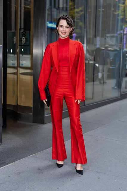 American actress Zoey Deutch is seen in Midtown on October 14, 2024 in New York City. (Photo by TheStewartofNY/GC Images)