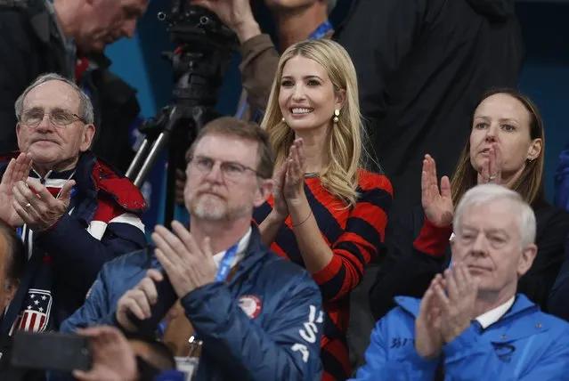 US President' s daughter and senior White House adviser Ivanka Trump (C) celebrate team USA winning the men' s curling final match USA v Sweden at the Gangneung Curling Centre in Gangneung on February 24, 2018. (Photo by John Sibley/Reuters)